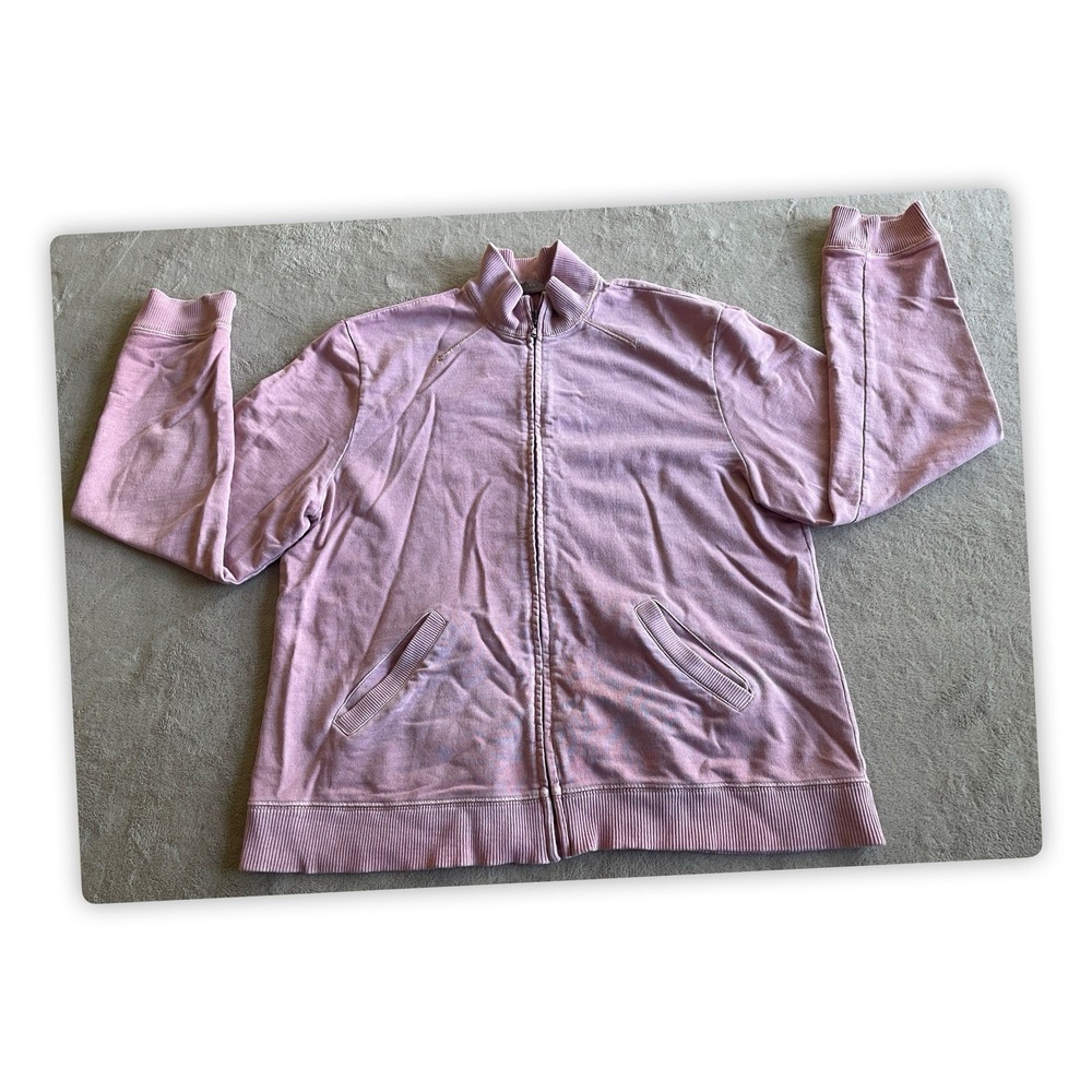 Kate Hill Casual Women's Pink Full Zip Sweatshirt Jacket Size M Cotton Blend